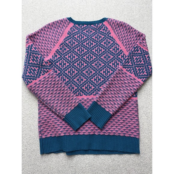 J.CREW Sweater Womens Small Pink Cashmere Geometric Crewneck Knit Pullover - Picture 12 of 13